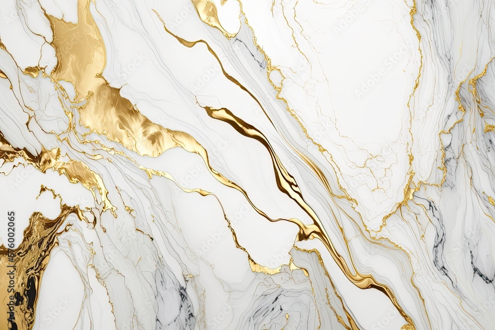 Luxury white and metallic gold marble background. Generative Ai - obrazy, fototapety, plakaty 