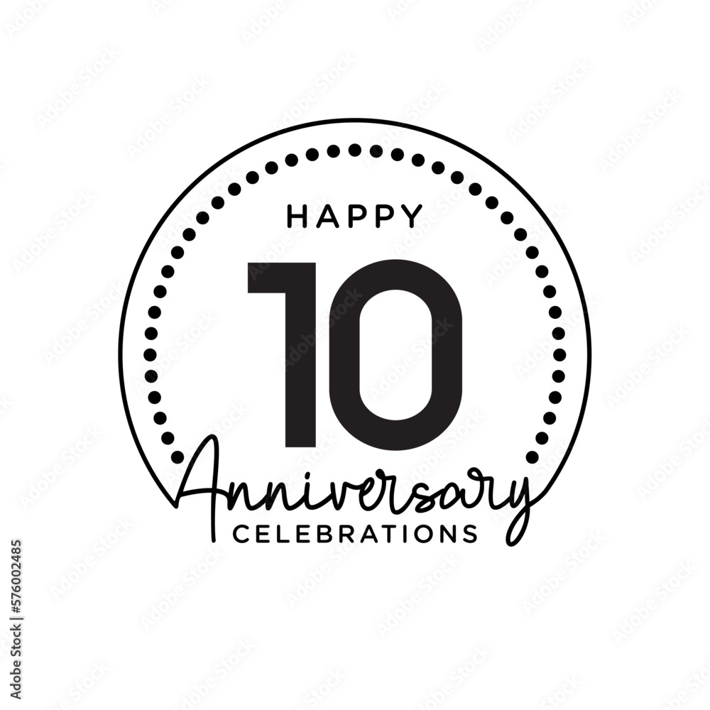 10 years anniversary. Anniversary template design concept, monochrome