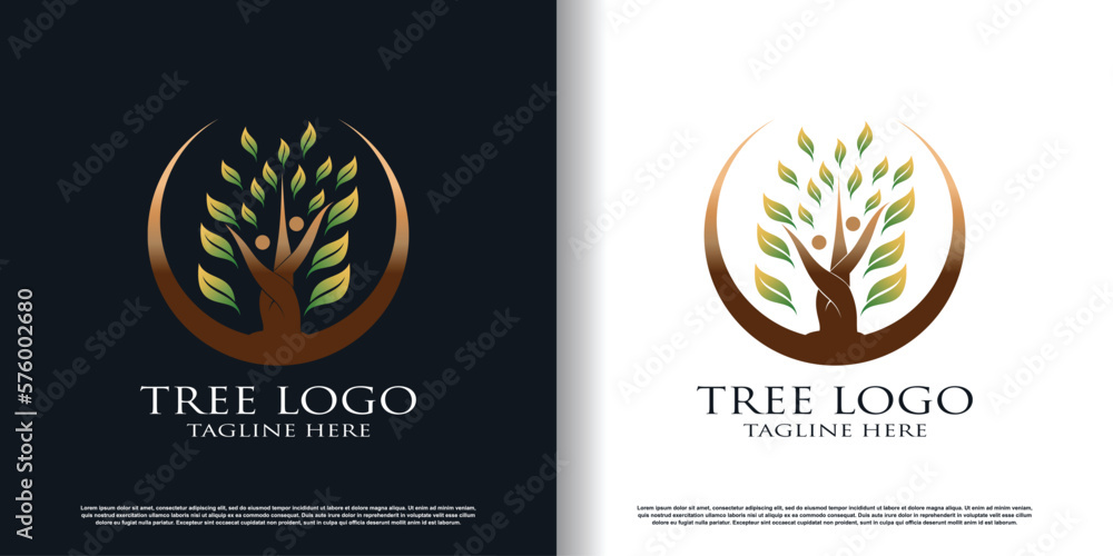 Naklejka premium tree logo design with cretive concept premium vector