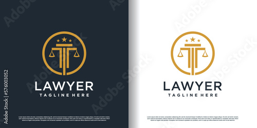 law logo design with creative concept premium vector