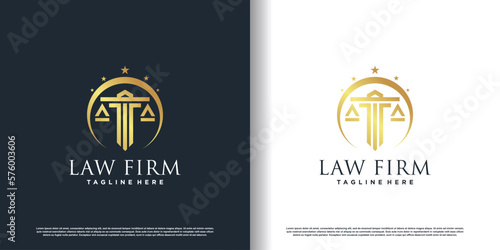 law logo design with creative concept premium vector