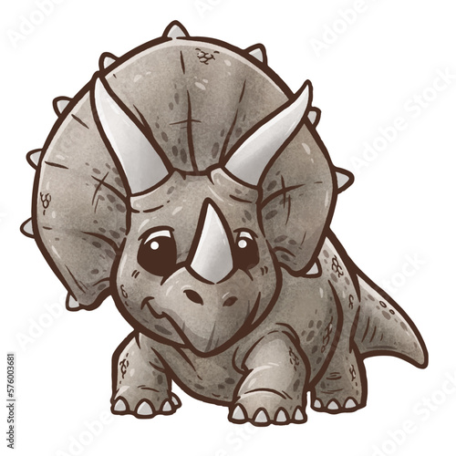 Vector illustration of Cartoon dinosaur, Triceratops
