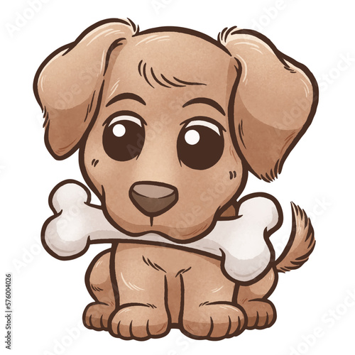 Vector illustration of Cartoon Dog with bone