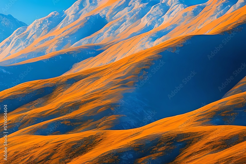 orange blue gradient mountain nature background. Generative AI