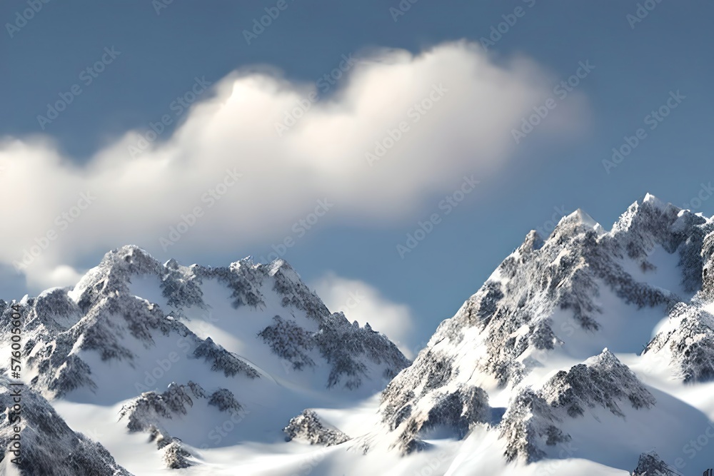 Snowy mountains Isolate on white background 3d illustration. Generative AI Snowy mountains Isolate on white background 3d illustration. Generative AI