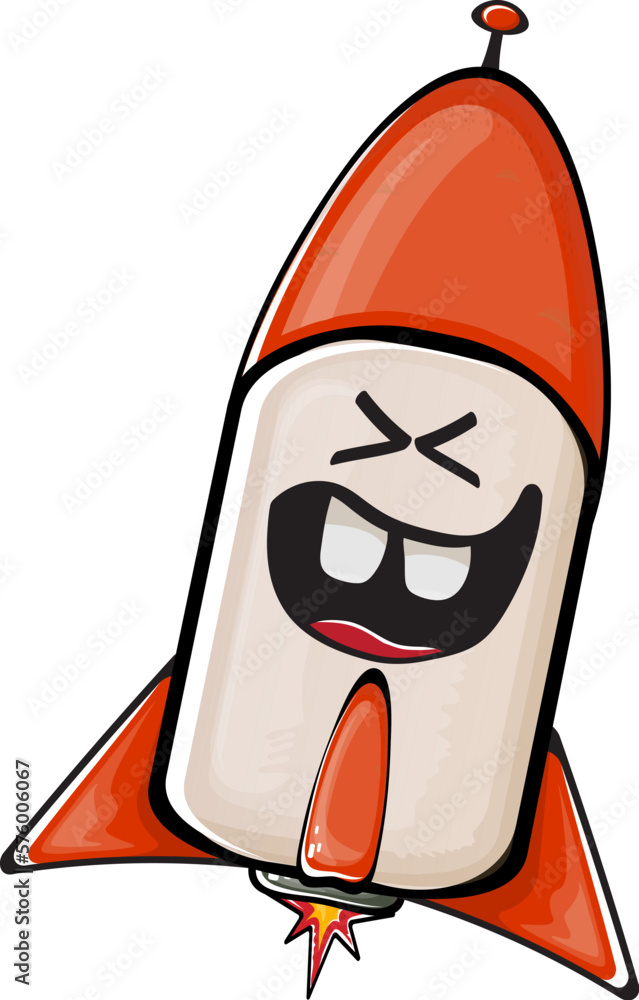 Rocket spaceship character. Cartoon space rocket isolated on white ...