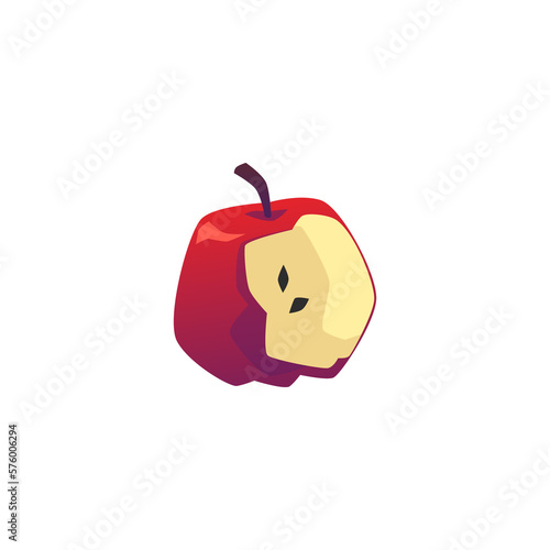 Bitten apple icon for concept of organic waste flat vector illustration isolated.