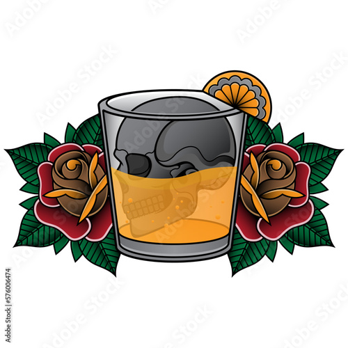 tattoo whiskey glass