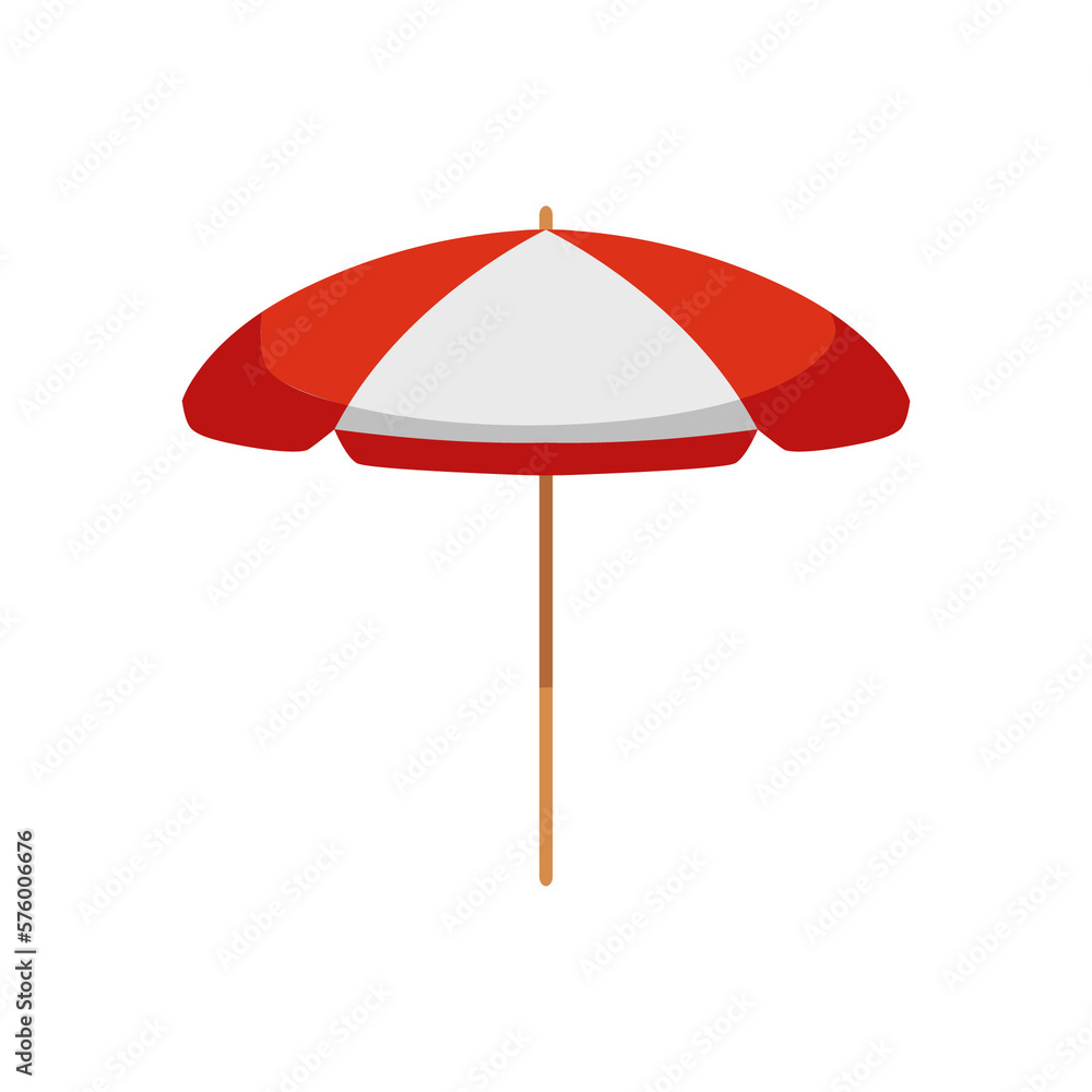 Sun beach umbrella for summer sea rest, flat vector illustration isolated. Sun beach umbrella for summer sea rest, flat vector illustration isolated.