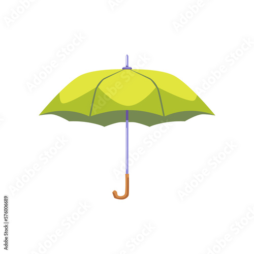 Green rain protection umbrella for autumn flat vector illustration isolated.
