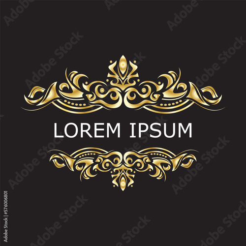 Gold luxury floral vintage monogram decorative logo template