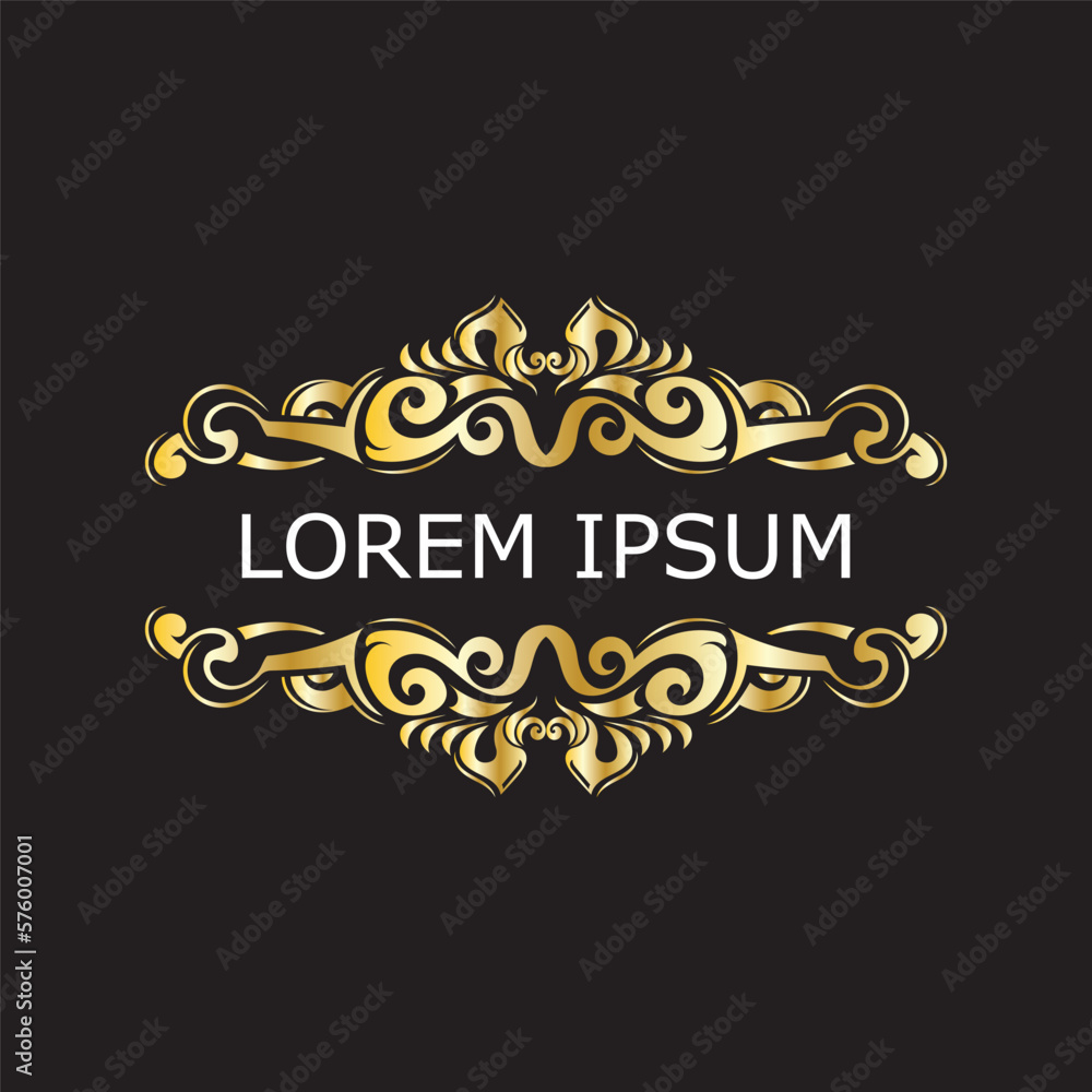 Gold luxury floral vintage monogram decorative logo template