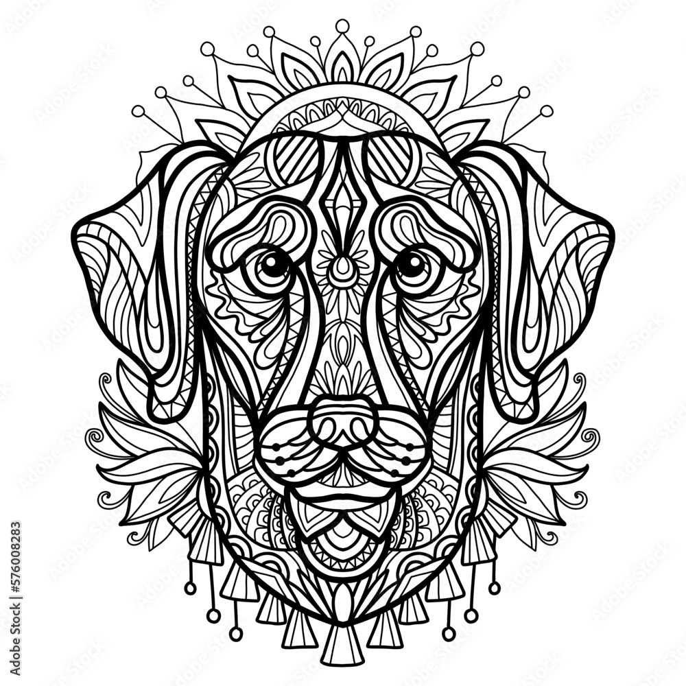 Coloring book page labrador dog vector illustration
