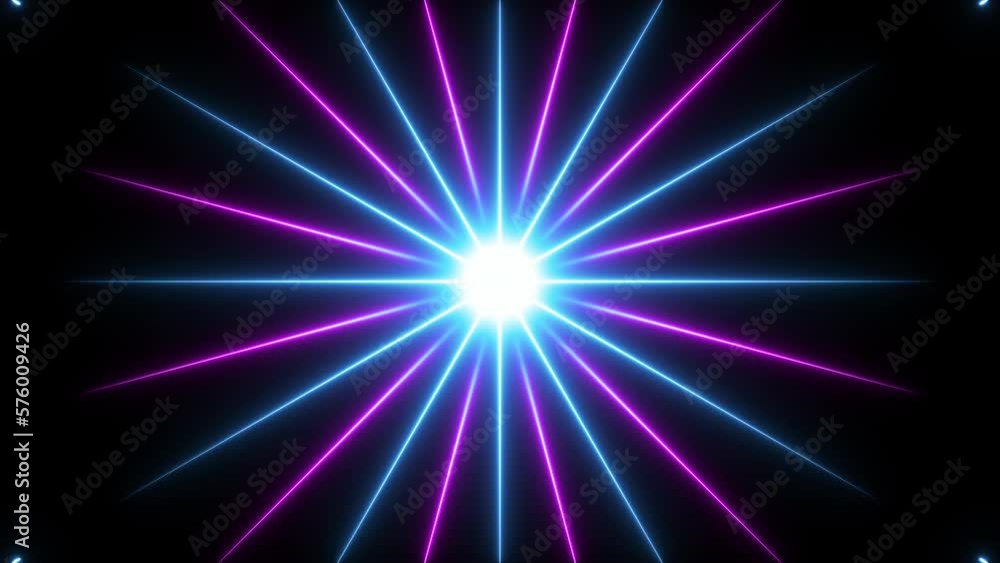 Light blue pink neon glowing laser lines animation on black background. Seamless loop Light blue pink neon glowing laser lines animation on black background. Seamless loop