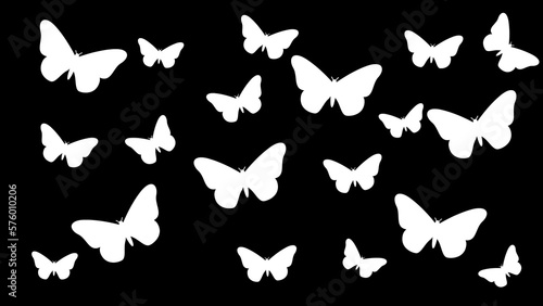 Butter fly 2D flat colored.Simple vector flying butterfly