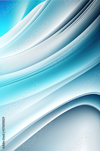 Abstract blue and white curve line wave background. Generative AI illustration.