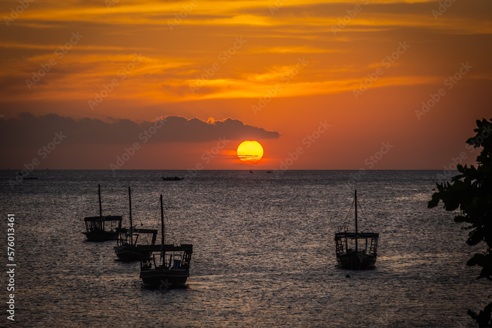 Sunset on the sea in Stone Town, Zanzibar Sunset on the sea in Stone Town, Zanzibar