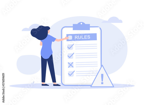 Terms and conditions, privacy policy, legal notice, corporate rules. Modern vector flat illustration