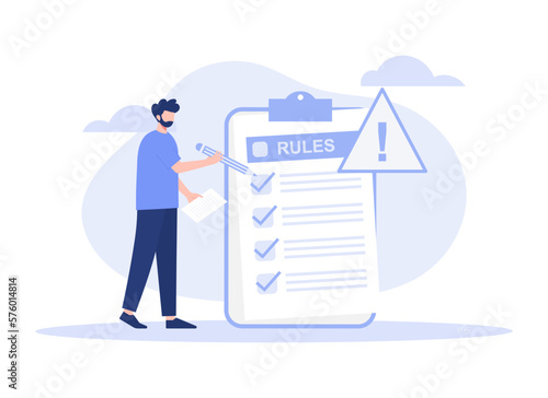 Terms and conditions, privacy policy, legal notice, corporate rules. Modern vector flat illustration