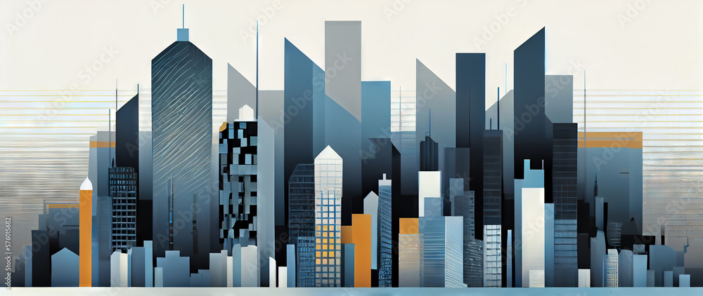 Abstract modern cityscape minimalistic illustration. Generative AI