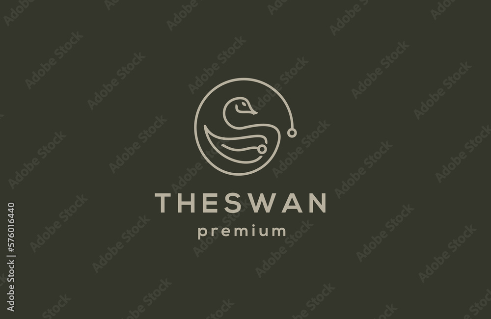 Obraz premium Swan line logo design template flat vector