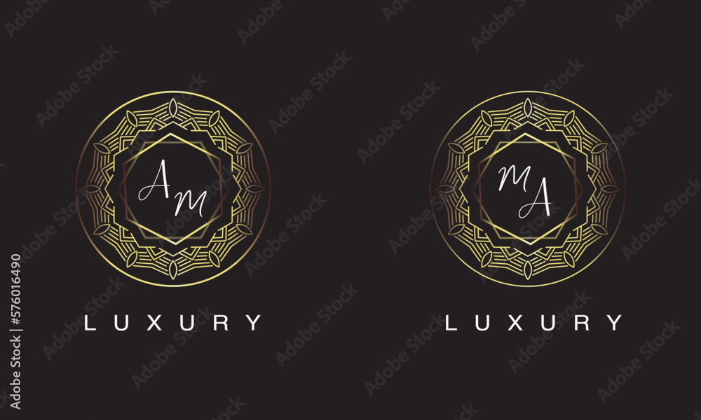 Fototapeta premium AM and LM luxury logo design.