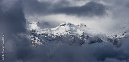 Snow and Cloud covered Canadian Nature Mountain Landscape Background. Winter Season in Whistler, British Columbia, Canada. © edb3_16