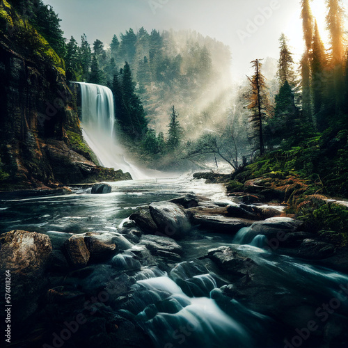 Foto Hight quality landscape with water falls