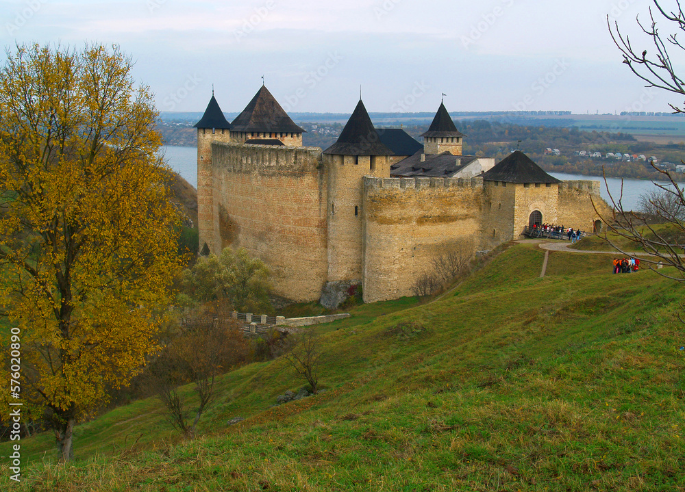 
Khotyn fortress on the banks of the Dniester river. Chernivtsi Oblast, Ukraine Built by the Russo-Vlachs during the management of the Musatovs in the Moldavian Principality at the turn of the 13th - 