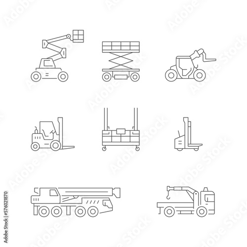 Set line icons of lifting equipment