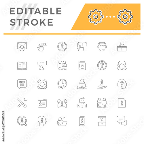 Set line icons of info and help center