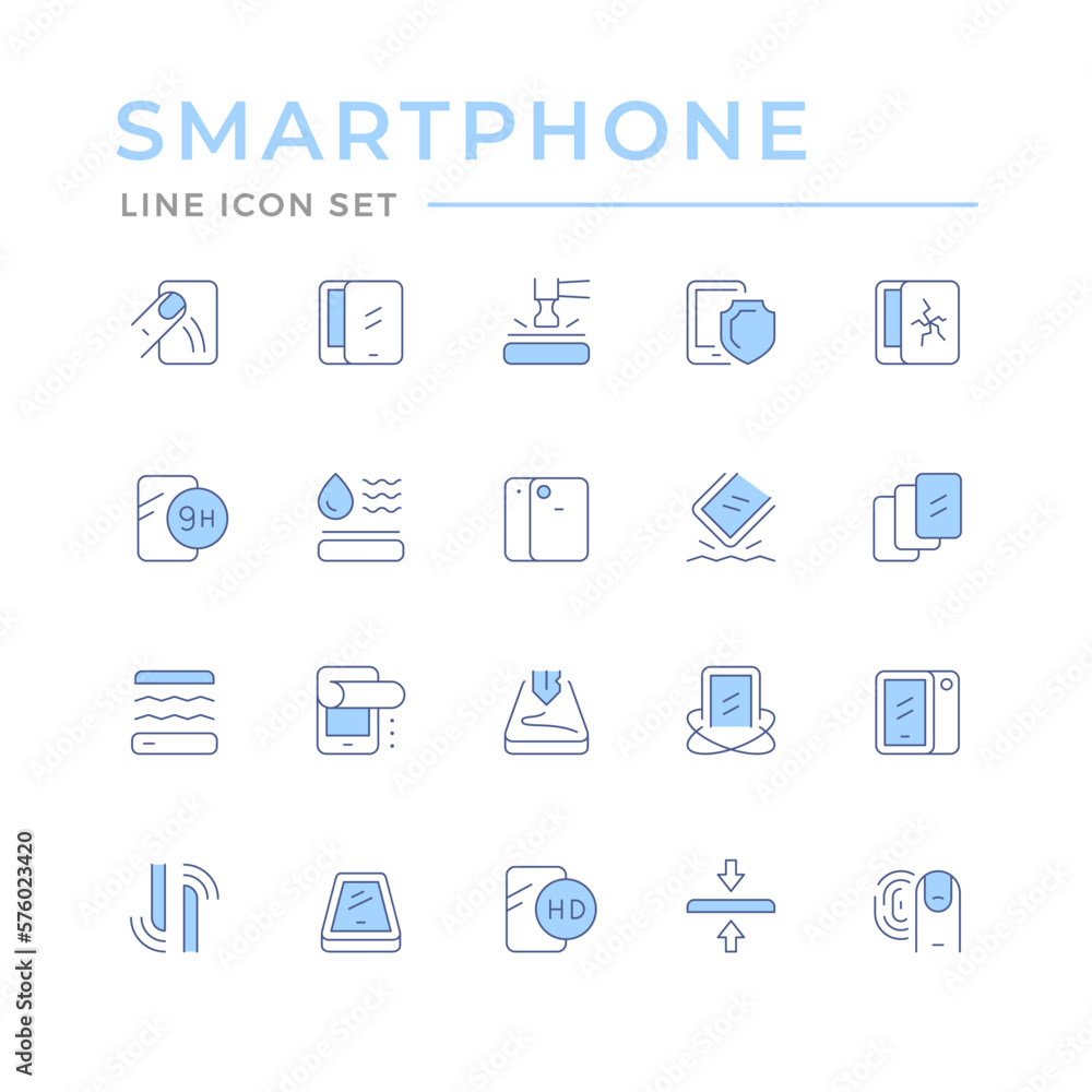 Smartphone protection color line icon Smartphone protection color line icon