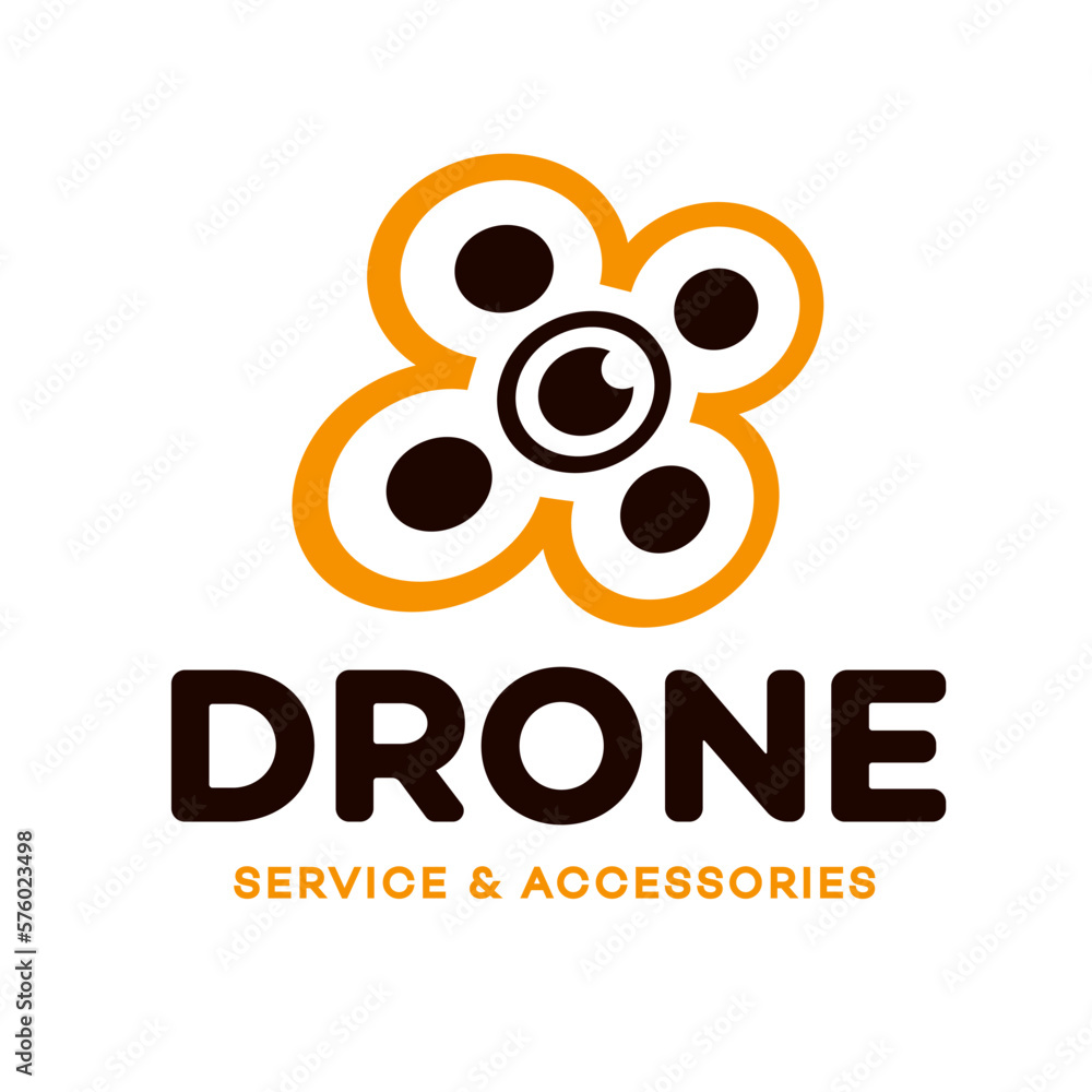 Drone logo vector isolated on white background for quadrocopter equipment, flying club labels, badges and design elements. Illustration 10 eps Drone logo vector isolated on white background for quadrocopter equipment, flying club labels, badges and design elements. Illustration 10 eps