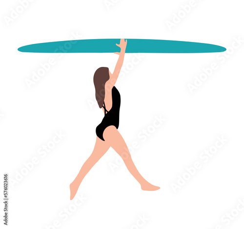 Surf pose isolated - Woman doing surf	
