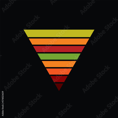 Vintage triangular sunset in the style of the 80s. Vector background. A design element.