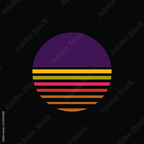 Vintage striped sunset. Vector background. A design element.