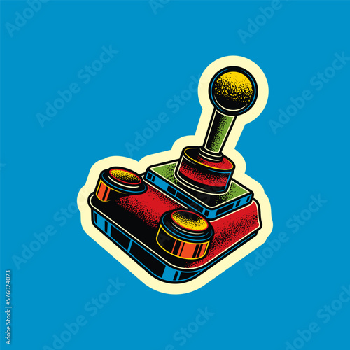 Original vector illustration in vintage style. Vintage joystick. T-shirt design. A design element.