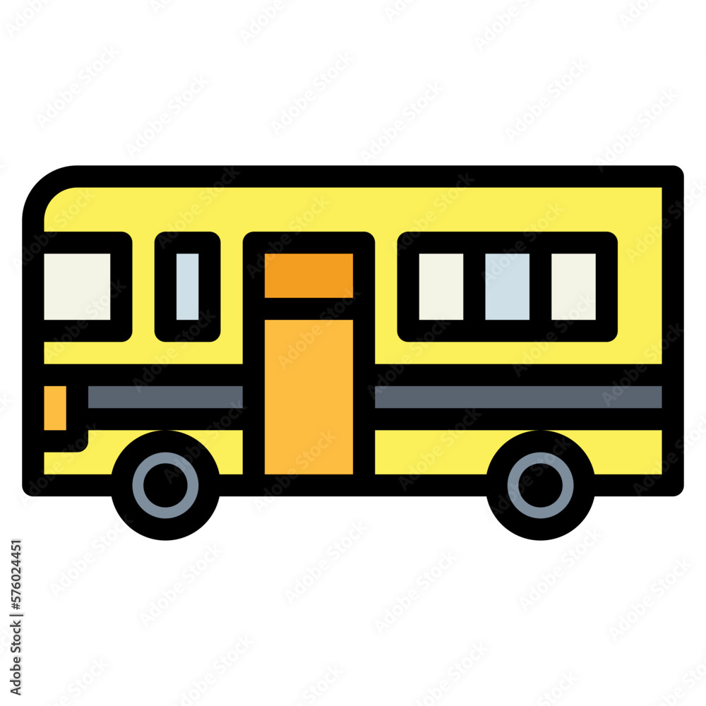 School bus filled outline icon style