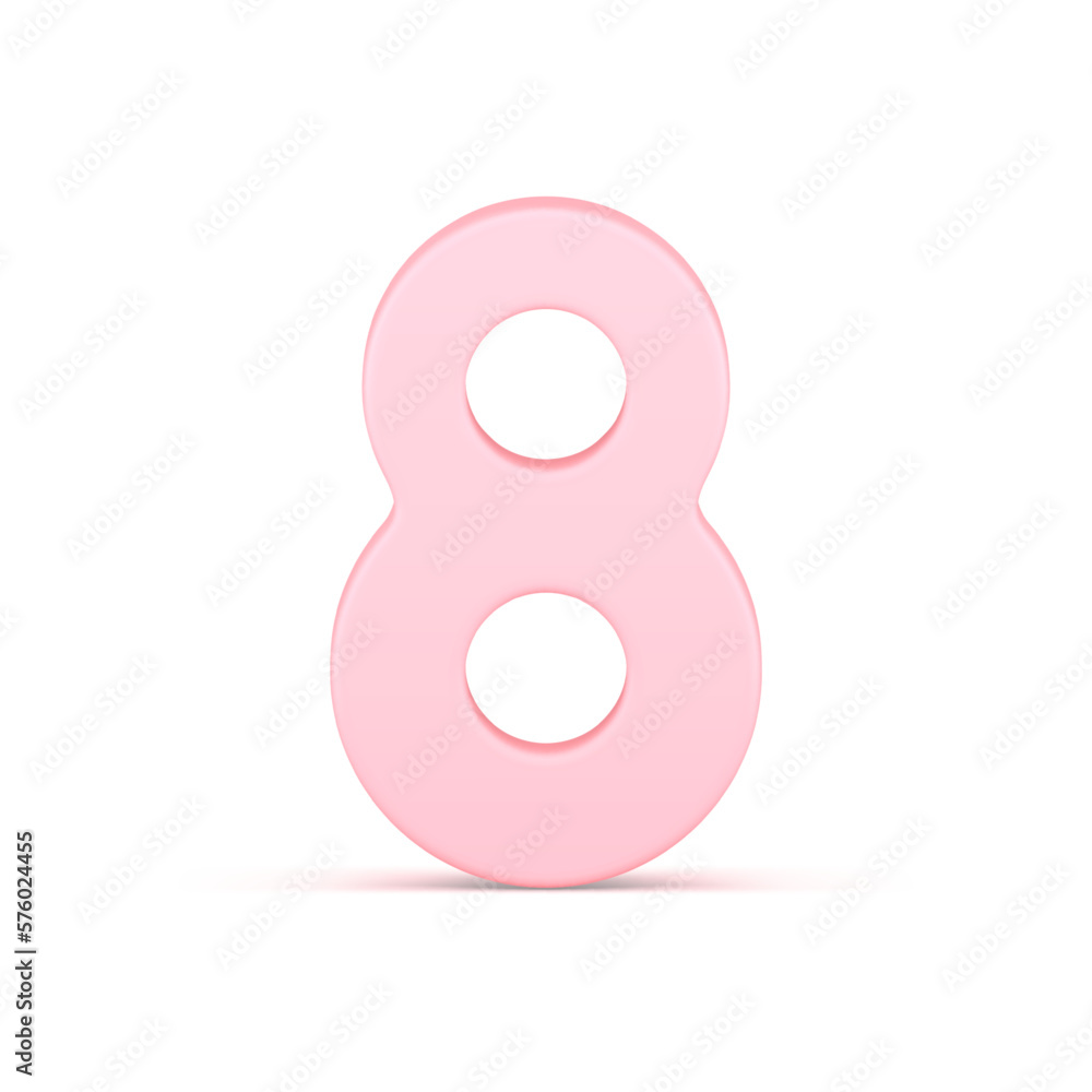 Pink eight number infinity symbol math counting 3d icon realistic vector illustration Pink eight number infinity symbol math counting 3d icon realistic vector illustration