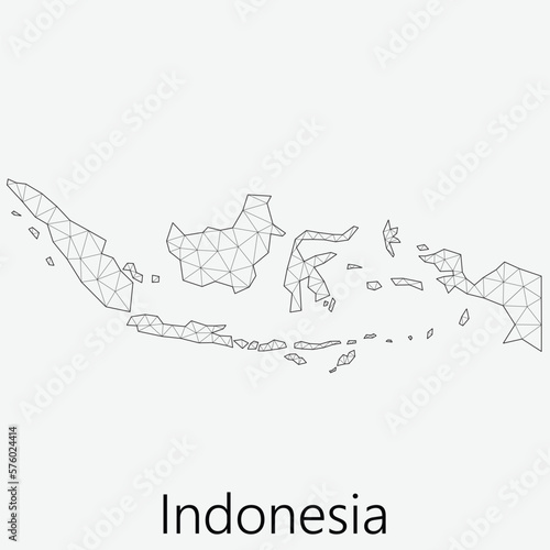 Vector low polygonal Indonesia map.
