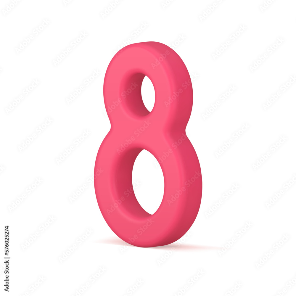 International Women's Day pink eight number march festive spring holiday 3d icon realistic vector International Women's Day pink eight number march festive spring holiday 3d icon realistic vector