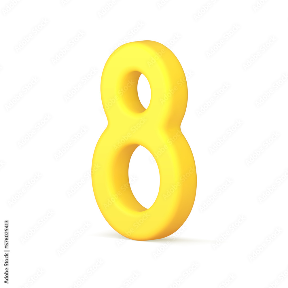 Yellow eight number International Women's Day curves fashioned decor element 3d icon vector Yellow eight number International Women's Day curves fashioned decor element 3d icon vector