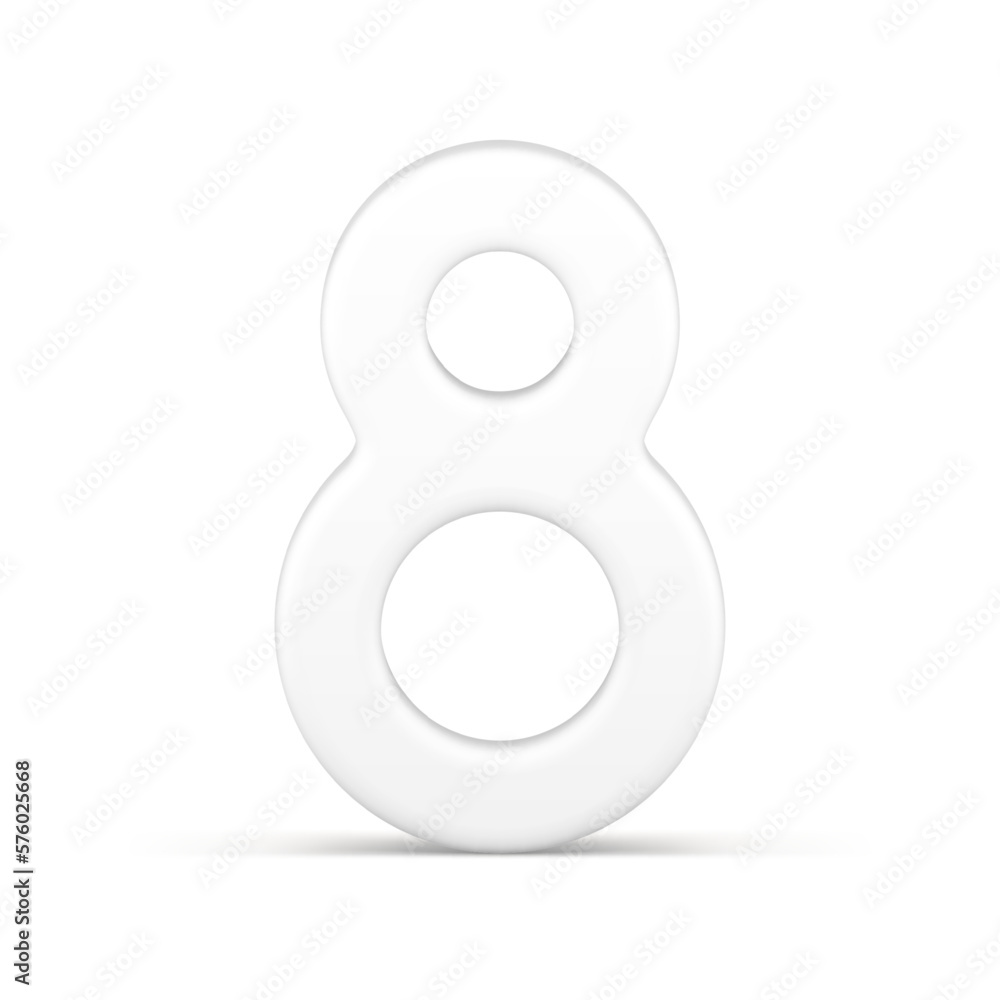 White eight number infinity curves female traditional holiday celebration 3d icon realistic vector White eight number infinity curves female traditional holiday celebration 3d icon realistic vector
