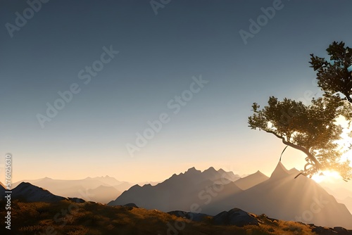 scenic sunrise in the high mountains of the alpes. Generative AI