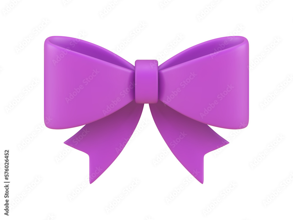 Purple bow festive holiday badge for birthday anniversary greeting celebration 3d icon vector Purple bow festive holiday badge for birthday anniversary greeting celebration 3d icon vector