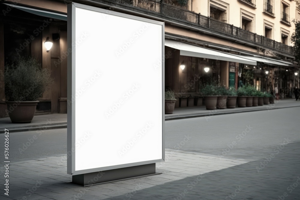 White advertising billboard mockup, Generative AI White advertising billboard mockup, Generative AI