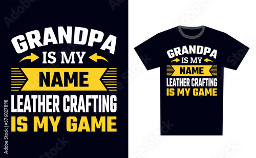 Leather Crafting T Shirt Design Template Vector