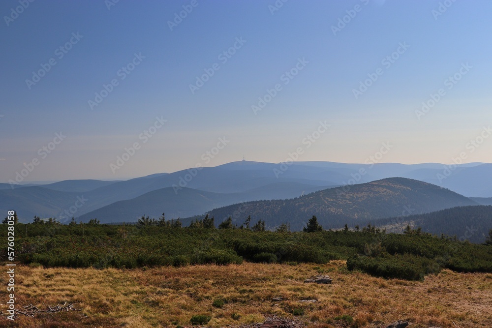 A view to the Jeseniky mountains with Praded in the middle at Keprnik, Czech republic