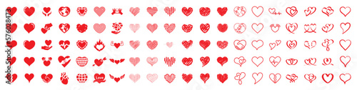 Heart icon set with different shapes