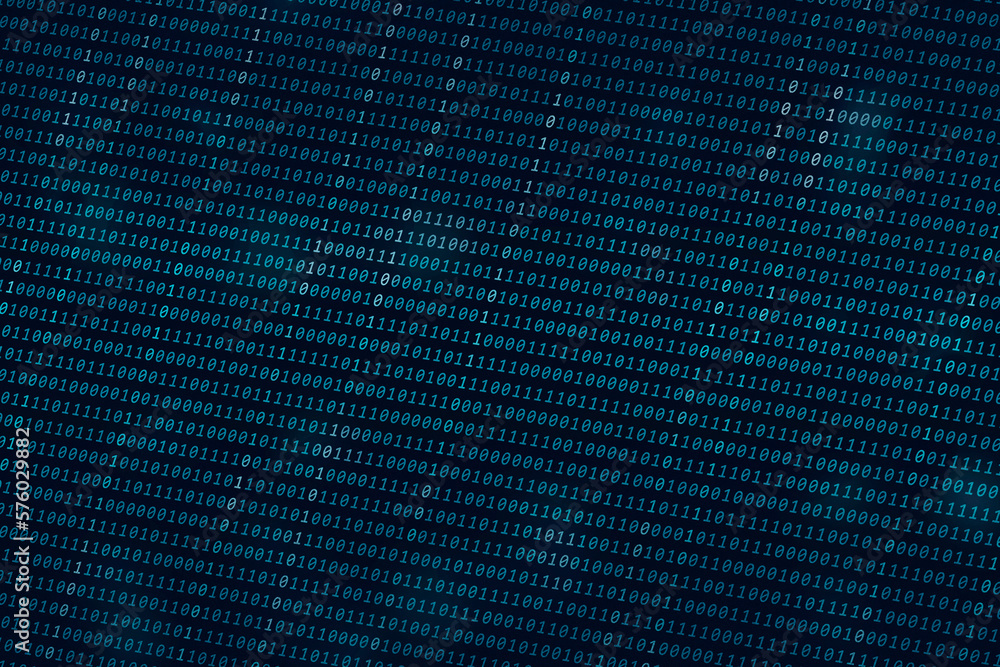 Binary code texture in perspective. Blue wallpaper with bright and dark areas. Encryption and data concept. Binary code texture in perspective. Blue wallpaper with bright and dark areas. Encryption and data concept.